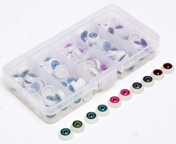 20 Yeux Artificiels Ronds En Acrylique Auto-adhésifs - Pour DIY, Poupées, Décorations Halloween (2,2x1,6cm)